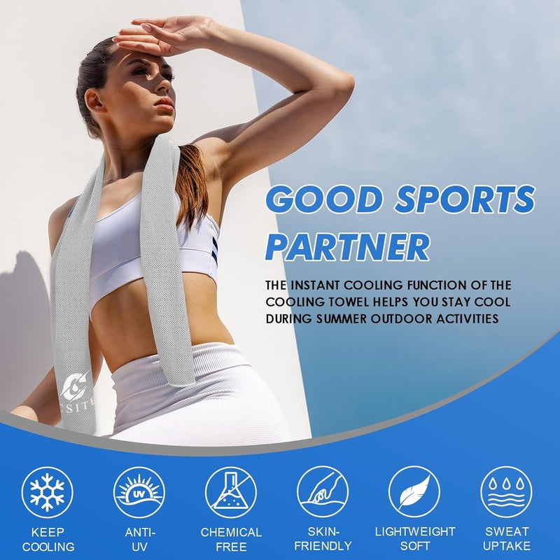 CASITE 6 Pack Cooling Towels (47"x12") for Neck and Face, Ice Towel for Hot Weather, Soft Breathable Chilly Gym Towels, Microfiber Towel for Work Out, Yoga, Running, Camping & More Activities - Image 5